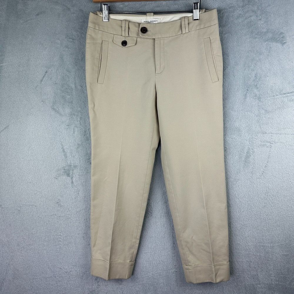 banana republic martin fit pants womens 4 beige flat front pockets (31x26)